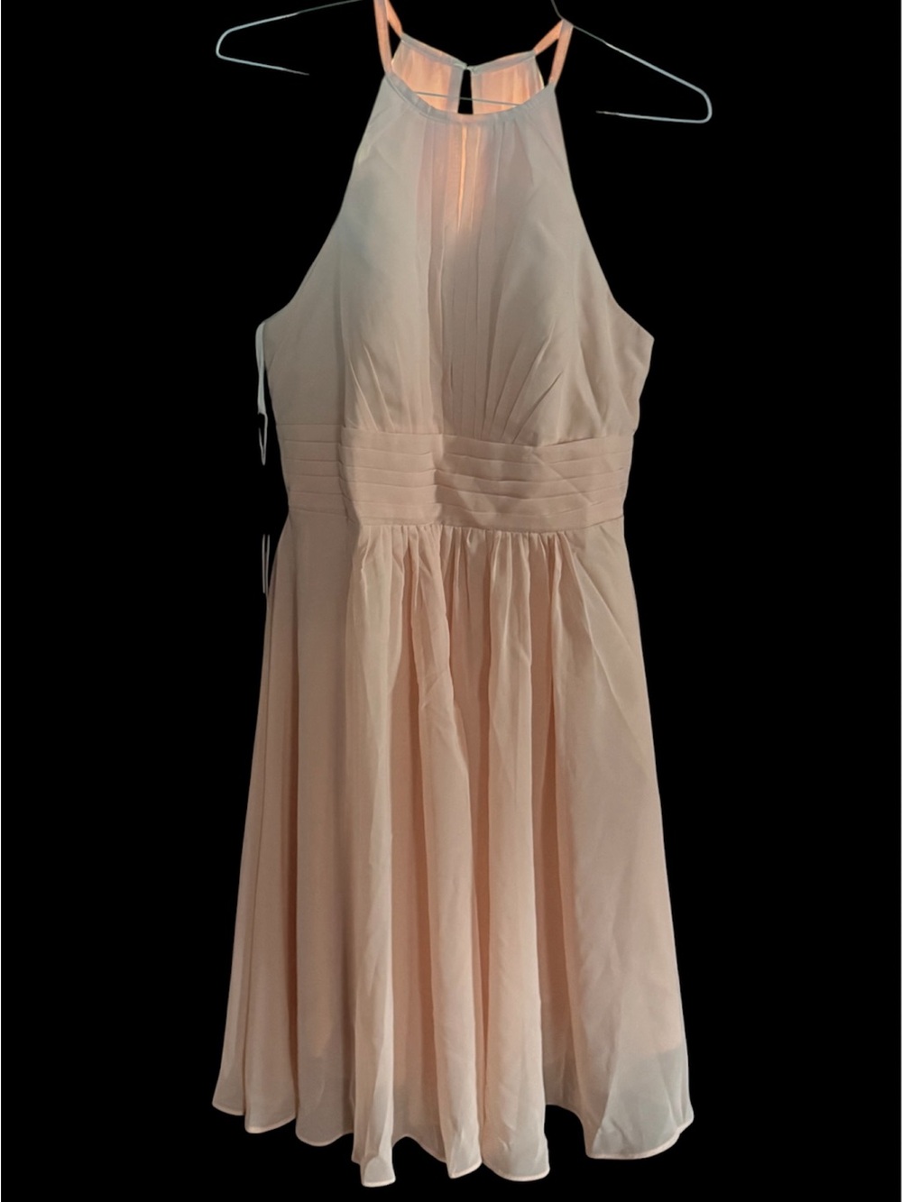 Amazon Pleated Halter Midi Dress in Blush